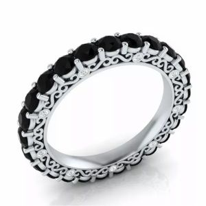 Lilith Black Sapphire Eternity Band Stacking Ring